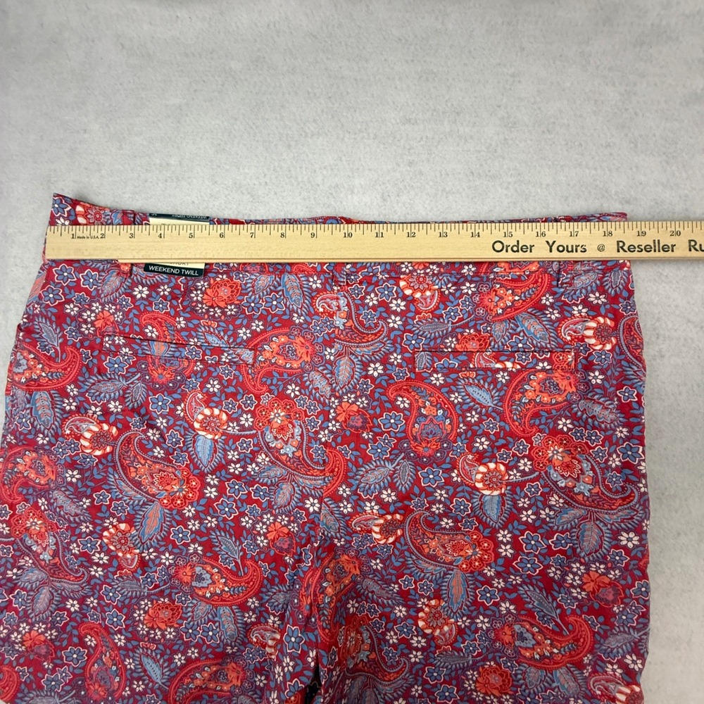 Talbots Shorts Women 16 Red Paisley Floral Weekend Twill Cotton Stretch 7 Inch - Picture 8 of 12